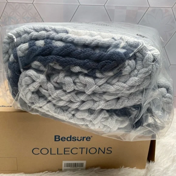 Knit Blanket - Knitted Throw Blankets Soft Big Yarn Thick Braided Knot Crochet Blankets & Throws